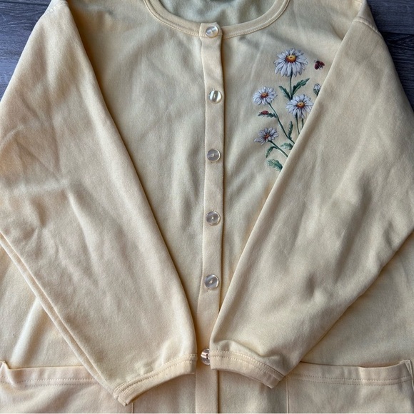 Vintage Y2K Thunderbird Floral Print Soft Fleece Lining  Long Length Cardigan - Picture 7 of 16